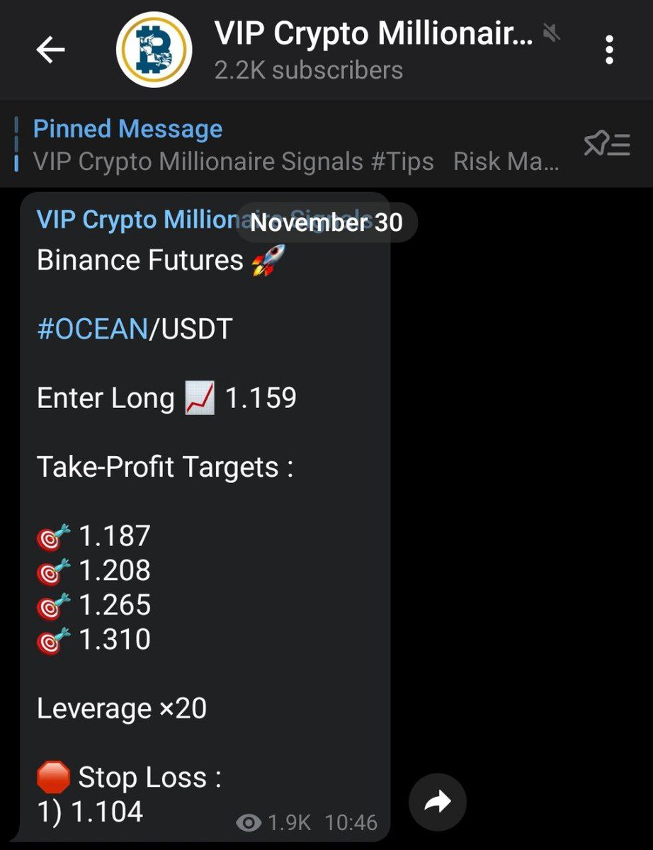 OCEAN looks awsome too

Binance Futures
#OCEAN/#USDT All take-profit targets achieved 😎
Profit: 144.0897% 📈
Period: 14 Hours 7 Minutes ⏰
