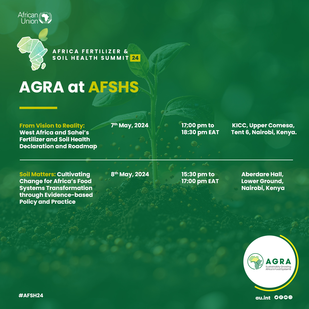 Food Systems | AFSHS 2024 AGRA is happy to be part of the conversation on the role of fertilizer and soil health in stimulating sustainable African agriculture. Join us and our partners during the #AFSHS2024 where we will be co-organizing side-events #ListentotheLand