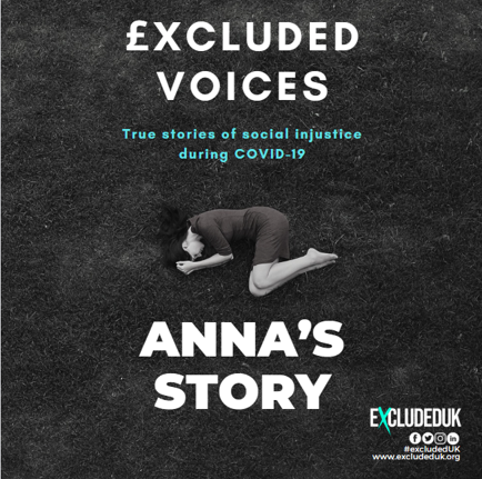 £xcluded Voices: True Stories of social injustice during COVID-19 Follow our series of stories from #ExcludedUK members who were one of the 3.8 million UK taxpayers excluded from fair and equal financial support during the Covid-19 pandemic. NAME: Anna Hardy OCCUPATION:…