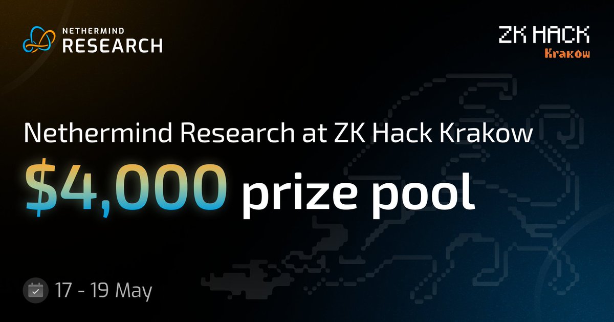 Calling all creative cryptographers in Kraków 🇵🇱 @mpfzajac @Cryptoni0x will be at @__zkhack__ to guide you through some tough challenges. The topics of our bounties are: 🔹 Best cryptography for society 🔸 Best zkML project 🔹 Best lattice-based cryptography protocol…
