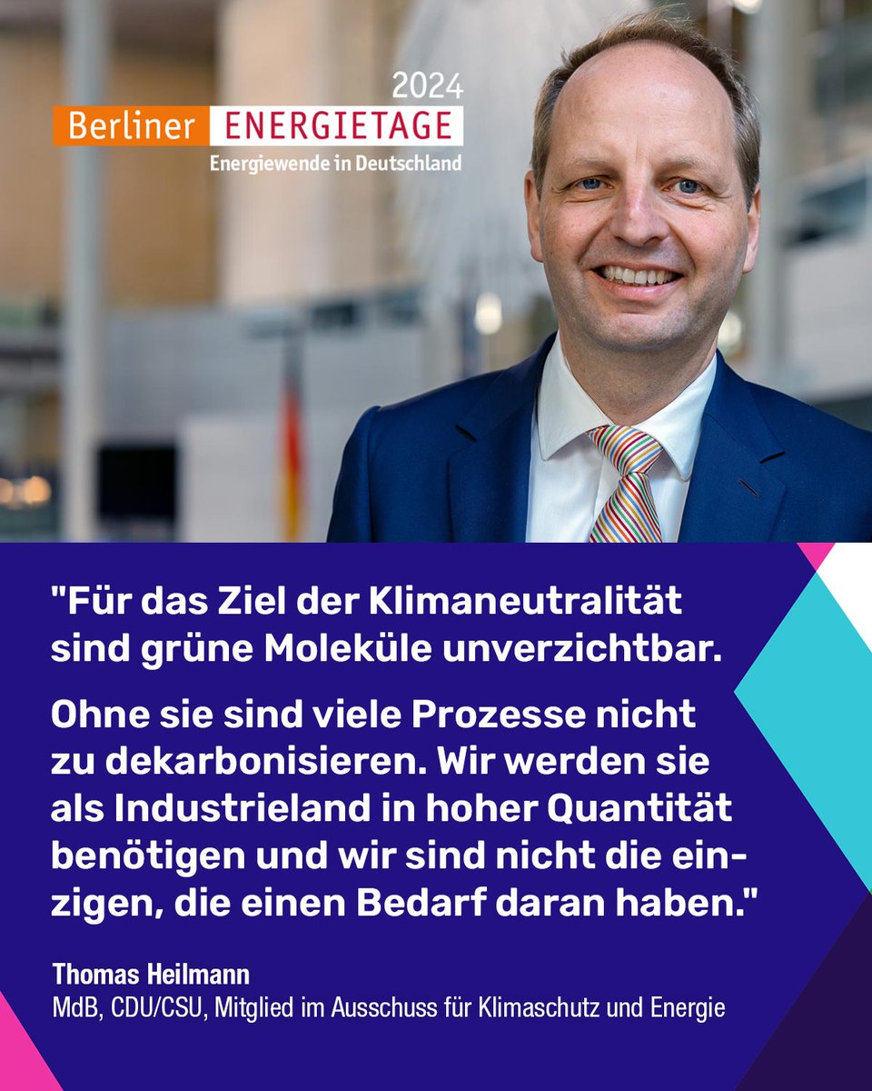 📅16. Mai um 13:30 📍Berliner @Energietage  
Ohne #Molekülwende keine #Klimaneutralität! Wie die Transformation gelingen kann, diskutieren @ThomasHeilmann von @CDU mit @LisaBadum von @Die_Gruenen, @TillMansmann  von @fdpbt und @AndreasRimkus von @spdbt. Jetzt kostenlos anmelden👇