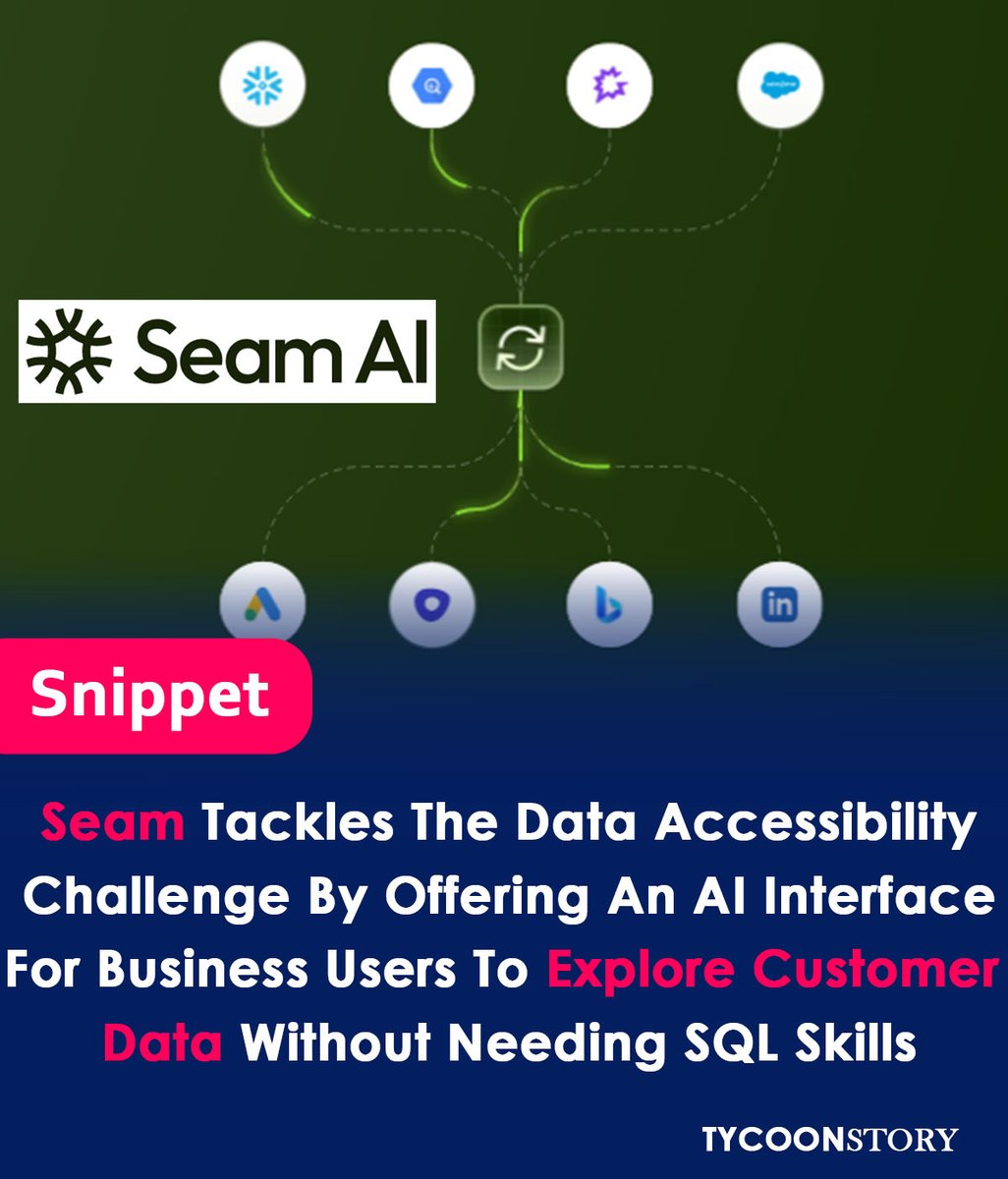 Seam, builds an AI interface to make customer data accessible to all business users. #dataaccess #democratizingdata #AI #generativeAI #businessintelligence #Seam #BessemerVenturePartners #DataAccessibility #AI #Startup #BusinessIntelligence #DataAnalytics @Seam_AI @nvscavone