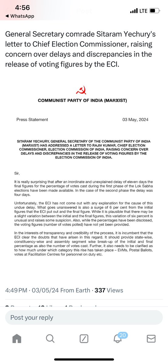 In the interests of transparency and credibility of the process, the ECI should provide state-wise, constituency-wise and assembly segment wise break-up of the initial and final percentage as also the number of votes cast.