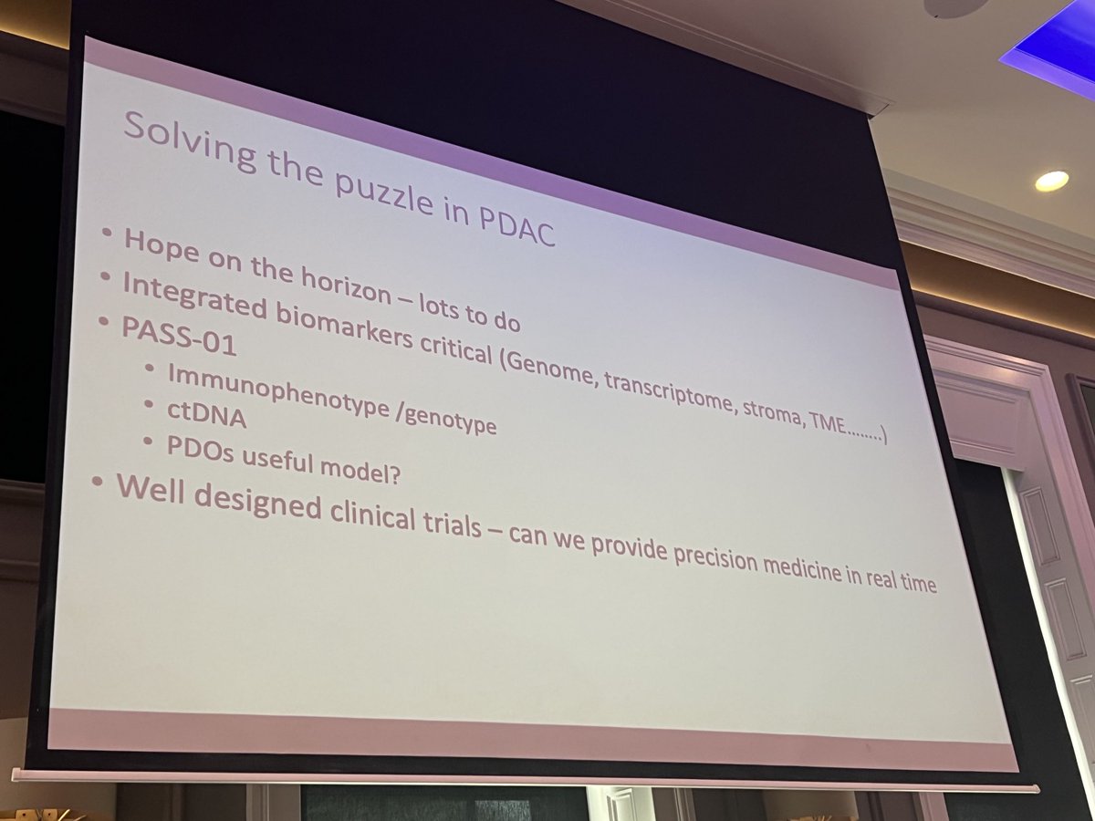⁦@graokane⁩ presents #precision oncology approach for #pancreaticcancer and questions in FFX vs AG is still unanswered! Lots of #research is still needed! #PASS-01 ⁦@UofGCancerSci⁩ ⁦@CRUKScotland⁩