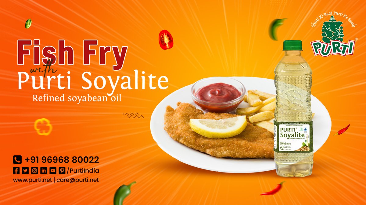 Delight in the perfect crispiness! Try our fish fry with 𝐏𝐮𝐫𝐭𝐢 𝐒𝐨𝐲𝐚𝐥𝐢𝐭𝐞 𝐑𝐞𝐟𝐢𝐧𝐞𝐝 𝐒𝐮𝐧𝐟𝐥𝐨𝐰𝐞𝐫 𝐎𝐢𝐥!! 𝔽𝕚𝕤𝕙 𝔽𝕣𝕪 - purti.net/purti_recipe/f… #Purti #EdibleOil #CookingOil #PurtiSoyalite #fishfry #fishfryrecipe #fishfrylover #fishfryday #nutrition