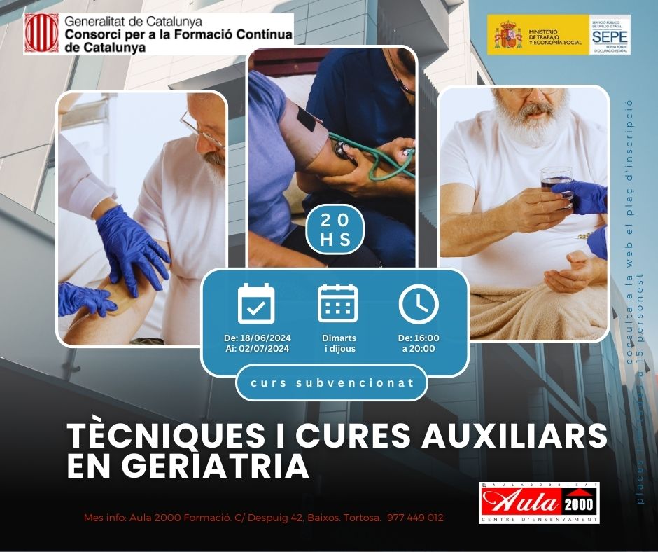 Inscripcions obertes per al curs subvencionat 'Tècniques i cures auxiliars en geriatria'. Entra a l'enllaç per a reservar la teva plaça! sge.st/-x1Jz-m
#pimec #curssubvencionat #tortosa #tecniquesicuresauxiliarsengeriatria