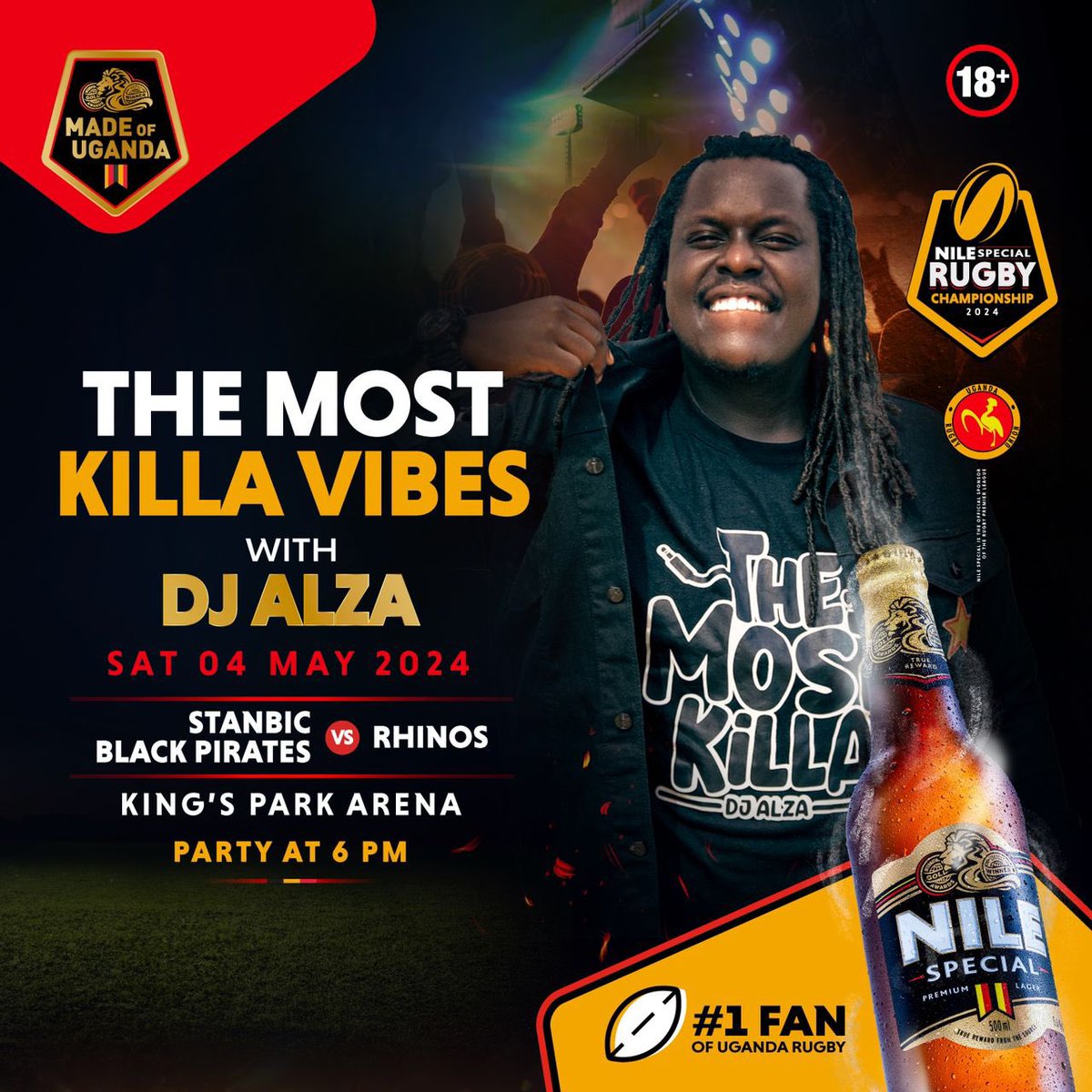 A Killa sato at @TheRugbyChill , we don’t see why not💁🏾 @deejay_Alza 😎will be the Champion of the Sunrisecup, show up for derby day this Saturday as @piratesrugbyUG takes on @RhinosRugbyUG in an electric fixture 🔥 #NilespecialRugby #TheRugbyChill