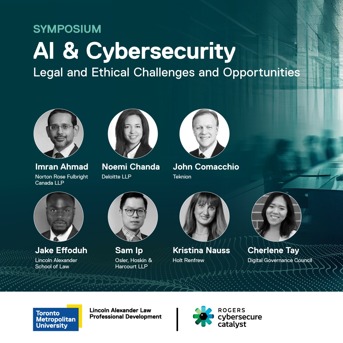 Join us on May 7, 2024 for the AI & Cybersecurity symposium! Examine the evolving legal and ethical challenges and explore how to integrate this emergent technology into practice. Hosted in collaboration w/ @Cybersecure_CA. REGISTER: bit.ly/49Ptl7m.