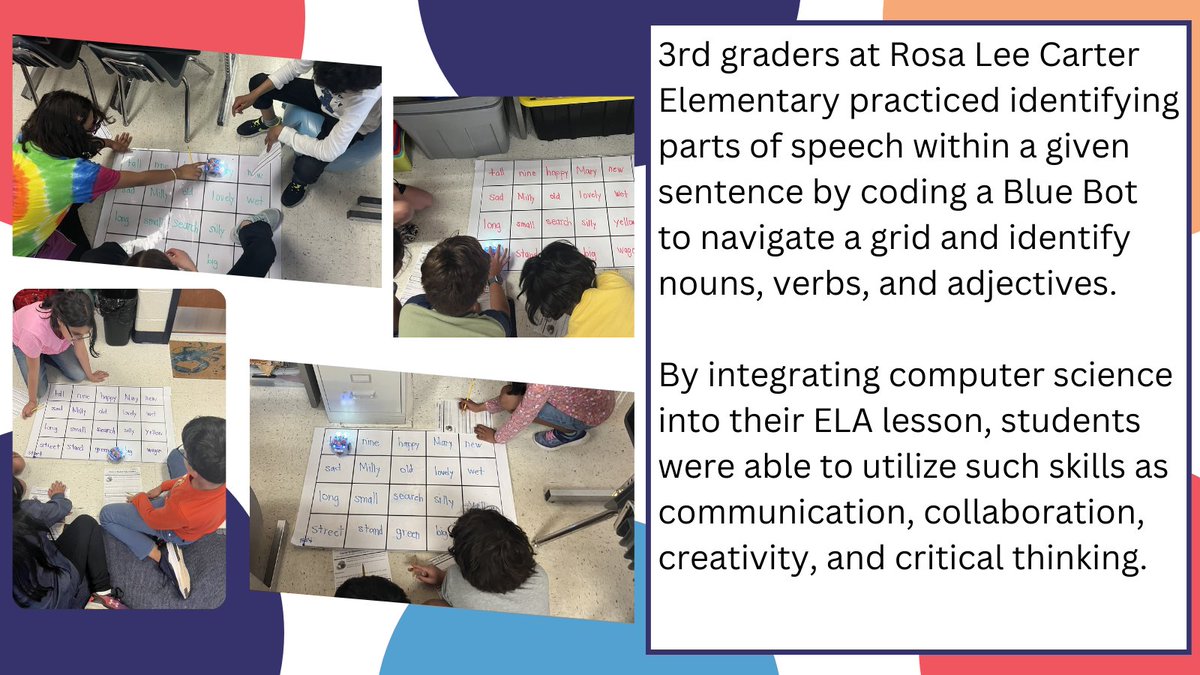 Loudoun County Computer Science Office (@csforlcps) on Twitter photo <a href="/LCPSOfficial/">LCPS News</a>: Today, we highlight <a href="/CrabbChristine/">Crabb’s Crew</a>, a third-grade teacher from <a href="/RosaLeeCarterES/">Rosa Lee Carter</a>. Recently, she integrated <a href="/TerrapinBots/">Terrapin</a> into her ELA lesson to help her students practice identifying nouns, verbs, and adjectives. What an engaging way to review parts of speech! <a href="/LCPSOfficial/">LCPS News</a>: Today, we highlight <a href="/CrabbChristine/">Crabb’s Crew</a>, a third-grade teacher from <a href="/RosaLeeCarterES/">Rosa Lee Carter</a>. Recently, she integrated <a href="/TerrapinBots/">Terrapin</a> into her ELA lesson to help her students practice identifying nouns, verbs, and adjectives. What an engaging way to review parts of speech!