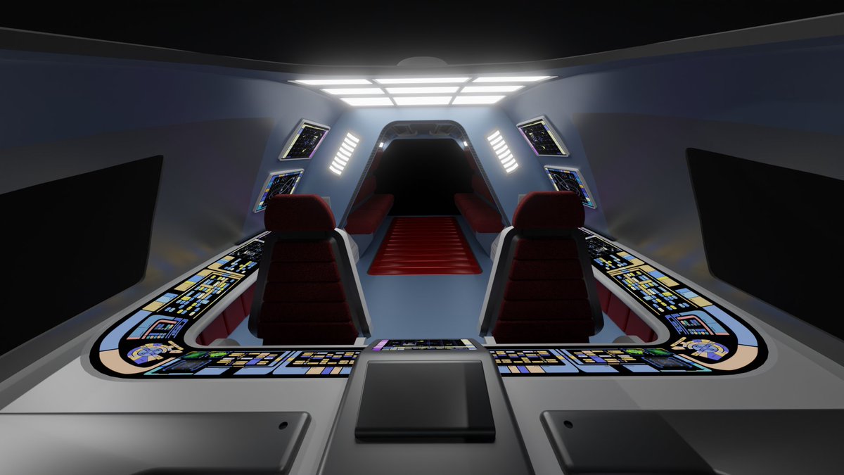 ScifiShipyards's tweet photo. A Star Trek Shuttlecraft. I based the front section on the speedboat version from Voyager, but gave it a more standard rear section. I broadly copied the interior layout from Lower Decks, with the red upholstery and side benches. 
#startrek #shuttle #shuttlecraft #spaceship https://t.co/GsP0GnAYJh