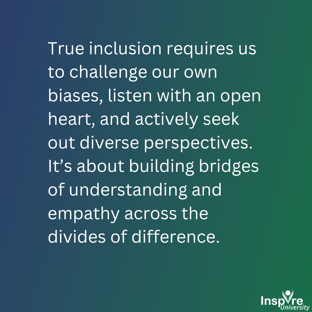 True inclusion requires us to challenge our own biases, listen with an open heart, and actively seek out diverse perspectives. #InspireU #DisabilityInclusion #DisabilityAction #InspirationalSpeaker #MotivationalSpeaker