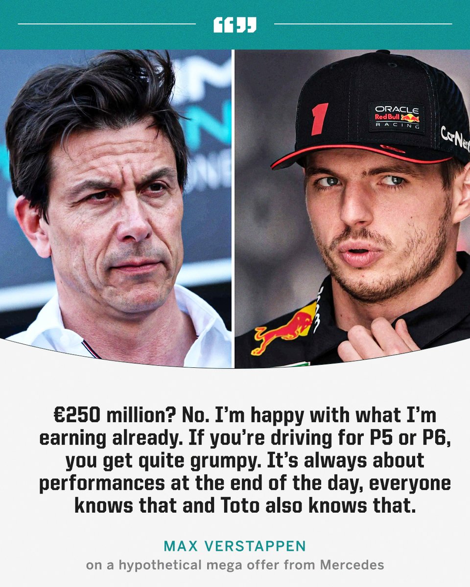 Max says even a €250 million salary couldn't tempt him to Mercedes right now 👀💰