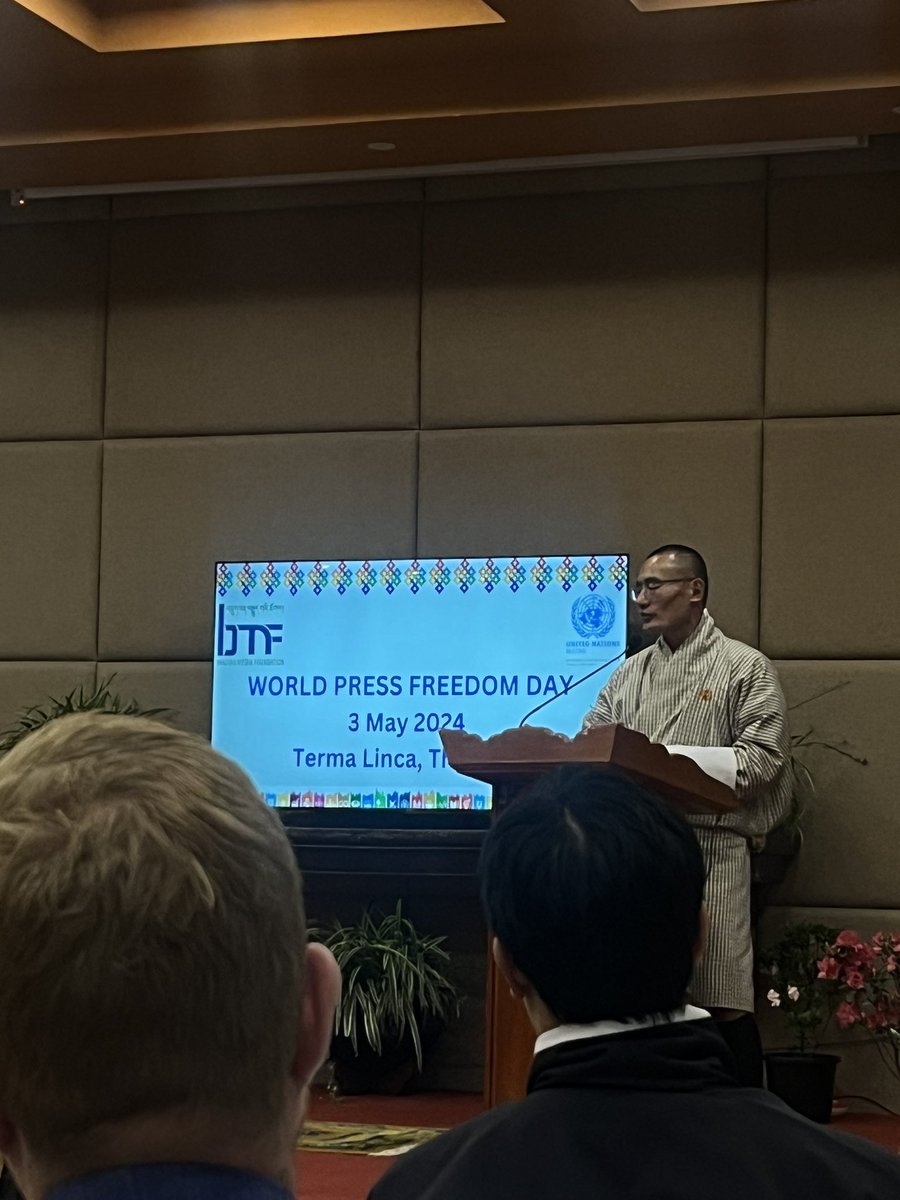 On #WorldPressFreedomDay PM @tsheringtobgay says no cause for celebration as #Bhutan 's press freedom rank is 147/180. 'I'm a desperate PM asking @RSF_inter why our ranks are plummeting to make amends. Tell me what I need to do (addressing journos gathered).'