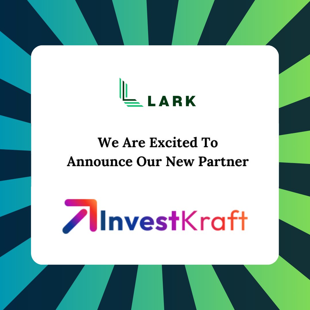 Exciting News Alert! 🎉

Lark Finserv and Invest Kraft Unite to Redefine Financial Excellence💯✅. 

Stay Tuned for Limitless Opportunities! 💼✨

#PartnershipReimagined #LarkFinserv #InvestKraft #FinancialInnovation #CollaborativeSuccess #FinancialEmpowerment #NextGenFinance