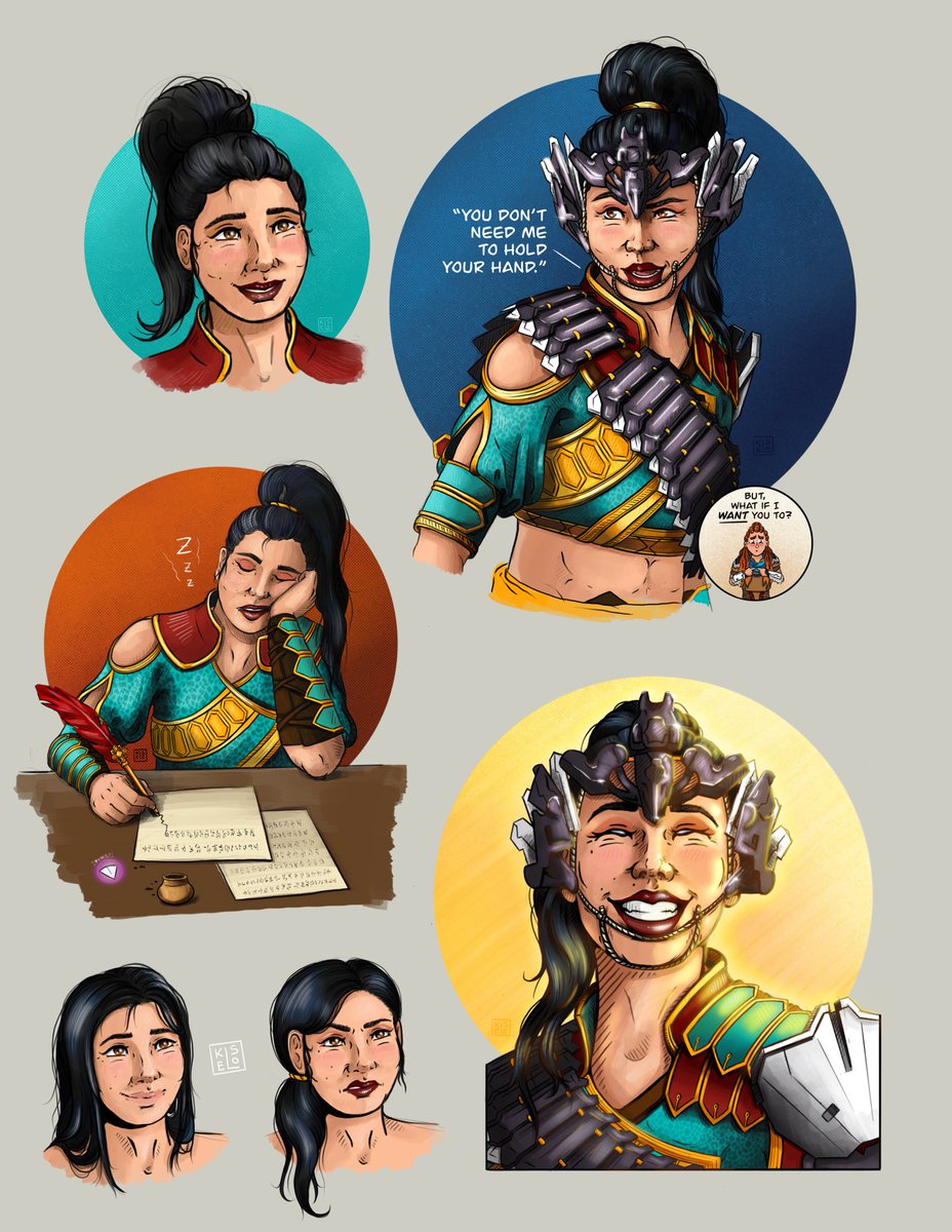 Happy Friday. Here’s a page full of Lanah’s for you 🫴🏻 Was mainly an exercise is rendering consistency and trying a few facial expressions #Talanah #BeyondtheHorizon #HorizonForbiddenWest