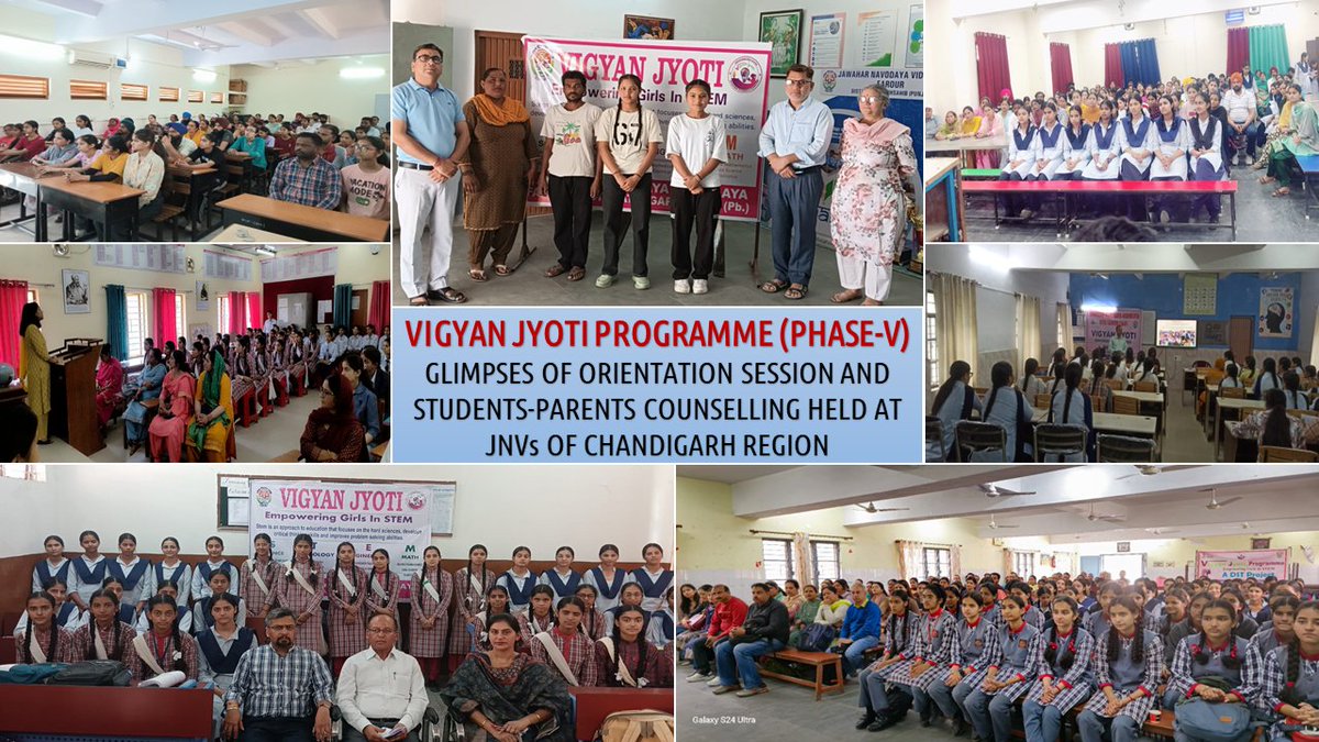 #VigyanJyoti : Glimpses of Orientation Session and Students-Parents Counselling held at the JNVs of Chandigarh Region for #VJ scholars of Phase-V under the Vigyan Jyoti Programme. #EmpoweringGirlsInSTEM #GirlsInScience #womeninSTEM