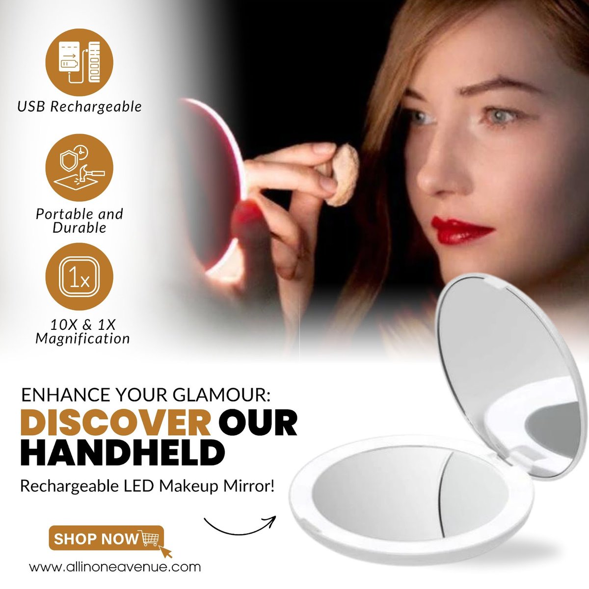 Illuminate your beauty routine with our Handheld Rechargeable LED Makeup Mirror!

Benefits:

Portable and Convenient: Take it anywhere for flawless makeup application on the go.
.
#makeupmirror #ledmirror #beautyessentials #portablemirror #makeuproutine #beautytools