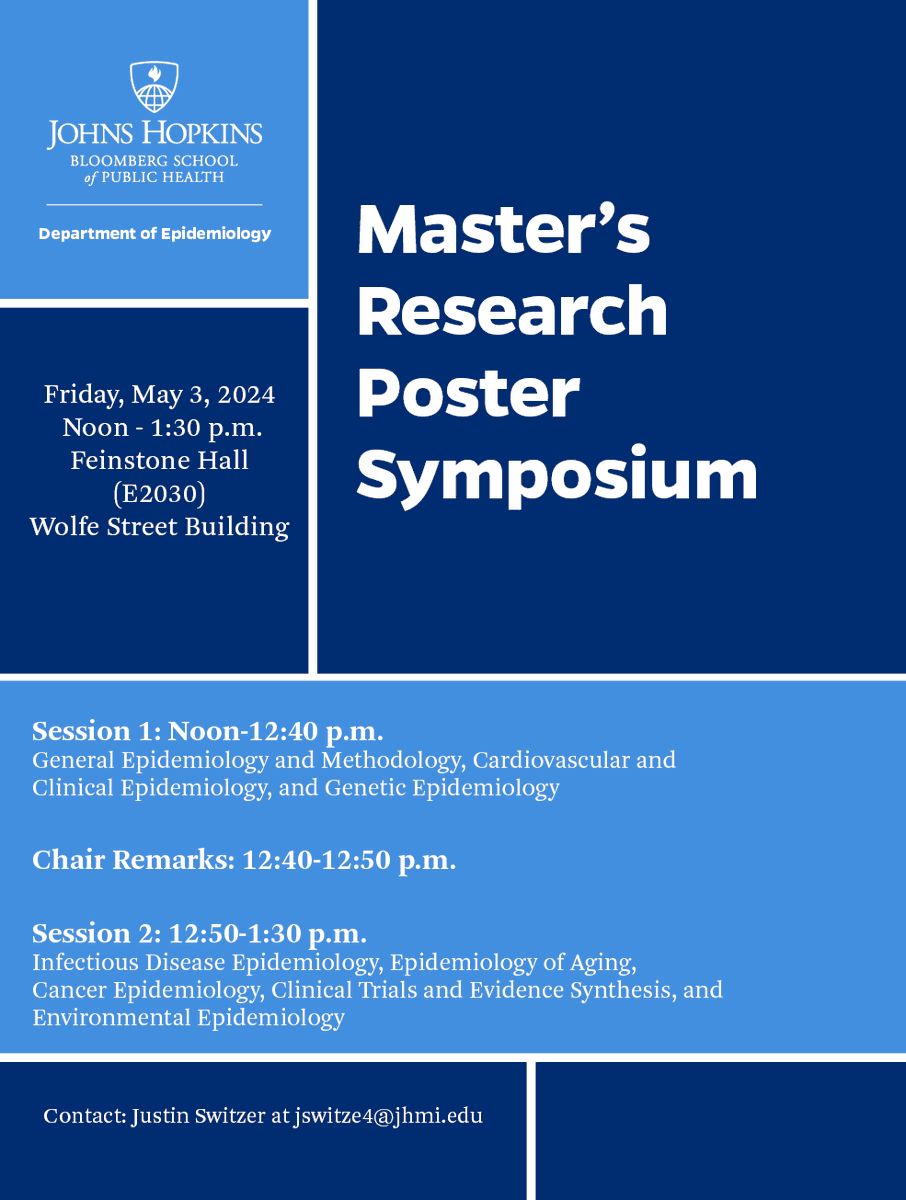 Today, our @JohnsHopkinsEPI MHS and ScM students present their research posters in Feinstone Hall.