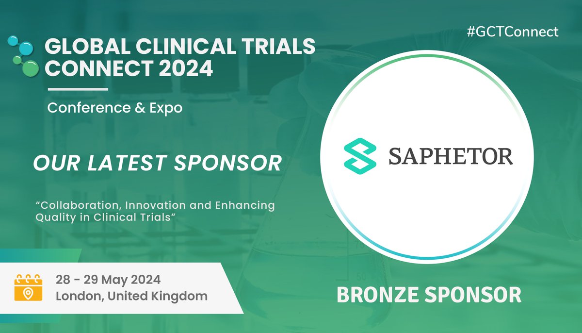 #GCTC We are Excited to welcome our #BronzeSponsor #Saphetor for our Global Clinical Trials Connect 2024 Conference this May in London, UK. #GCTConnect

Conference Website: corvusglobalevents.com/conference/glo…

#patientrecruitment #hybridclinicaltrials #smartclinicaltrials #improvinglives