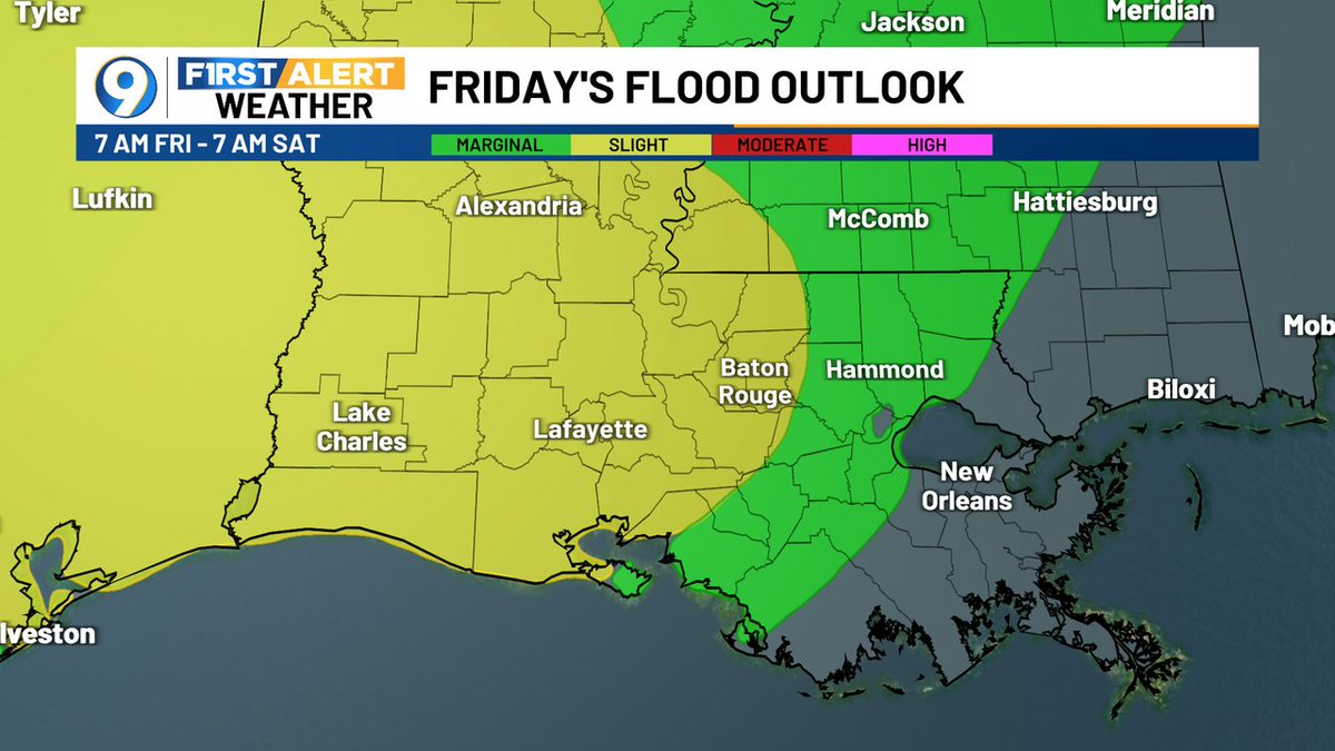 Good chance of showers/storms this Friday morning, with a level two slight risk of excessive rainfall. Most areas will receive less than an inch, but definitely pack the rain gear!