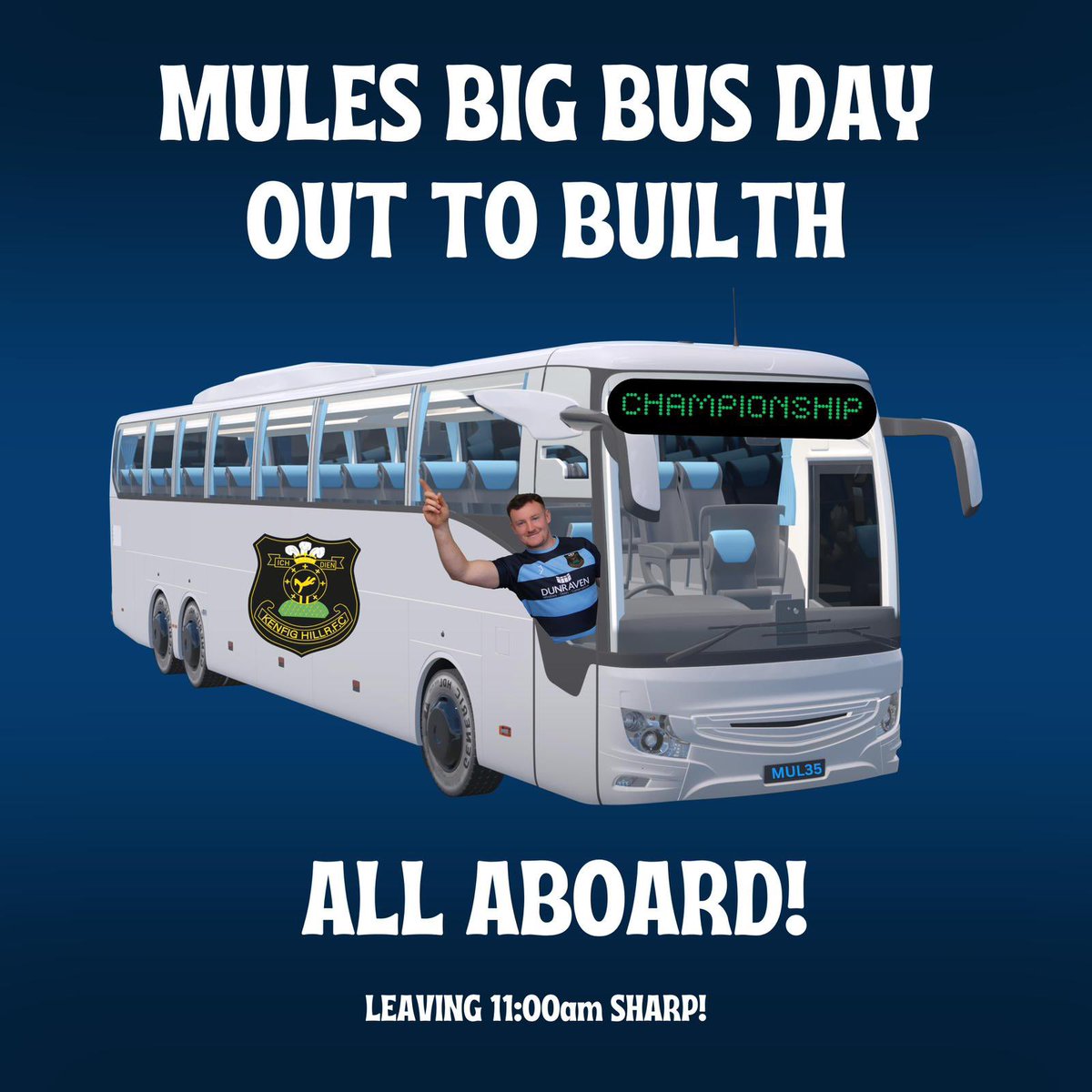 Saturday May 11th is our final game of the season away at @BUILTHR There are 2 supporters buses booked with a few spare places remaining. Cost is £15 per person. Contact team manager Mikey Guy @savagemule 07740 574325 to book your place. #HalaMules #dixieatthewheel 👍🏉