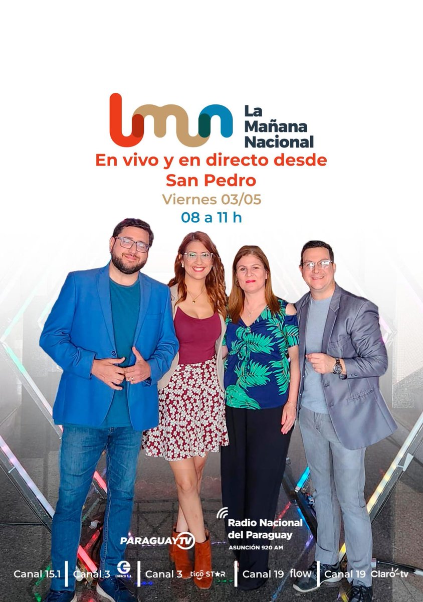 ¡En minutos nos encontramos! 
En Directo desde la Gobernación de San Pedro!

🎙📻📺

Una propuesta especial de #LaMañanaNacional para compartir muchas novedades de 8 a 11 horas.

Sintonizá <a href="/ParaguayTVHD/">Paraguay TV</a>, <a href="/rnpy920am/">Radio Nacional AM</a> y <a href="/RNSanPedro/">Radio San Pedro</a>