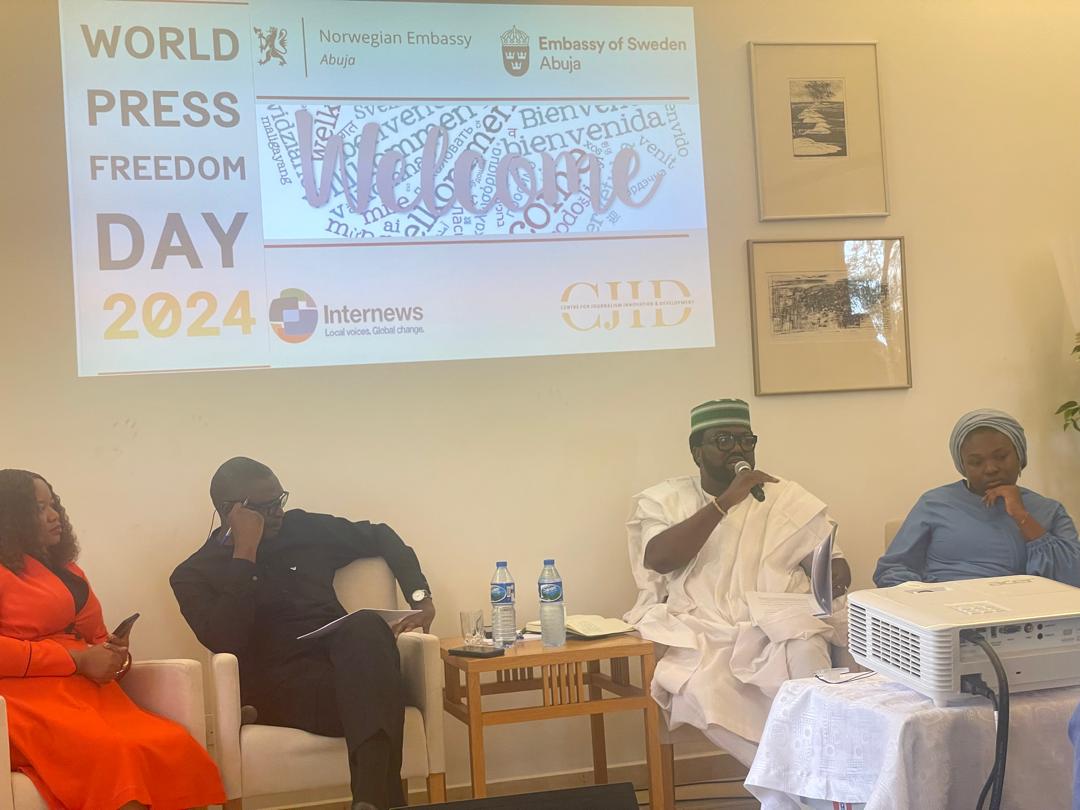 'Press freedom has been progressive. I think that we are on that path to things getting better. Are we there yet? Far from it, but we are not also where we used to be'- @honakinrotimijr at the #WorldPressFreedomDay event hosted by the embassies of 🇳🇴 &🇸🇪, @Internews & @CJIDAfrica