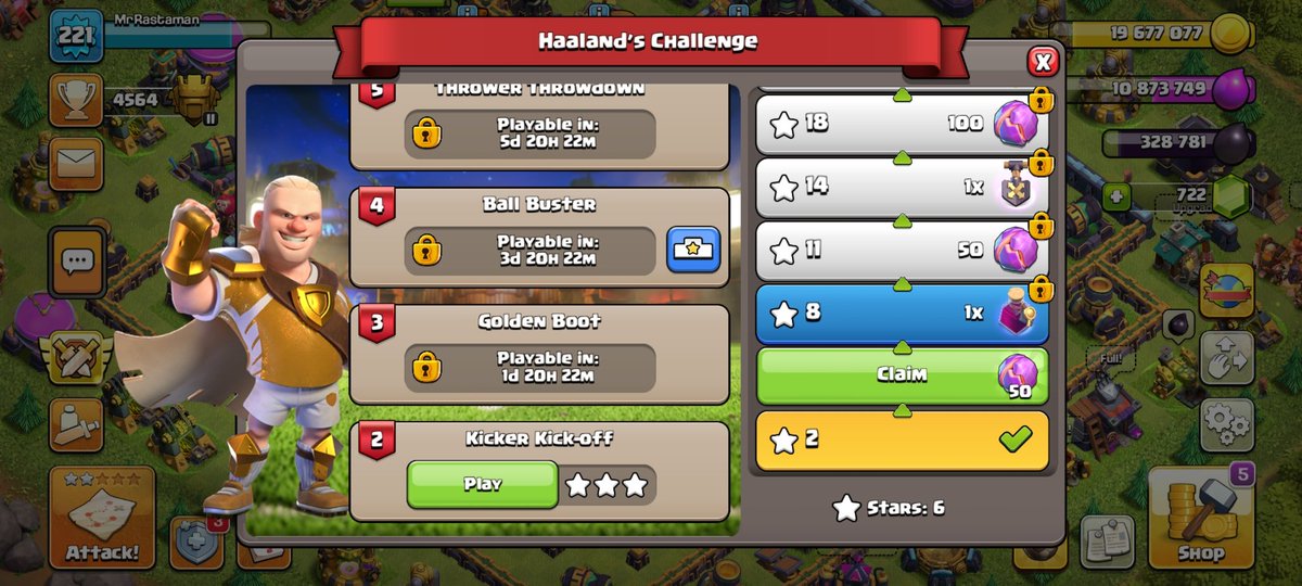 Haaland's Challenge ⚽️
Task 2/12 ✅️

I don't know how people did Task 1 in 30 seconds... SICK 🤮😛
(⏱️PB: 62')

#ClashOfClans #ClashOn #Clan #ClashOfHaaland