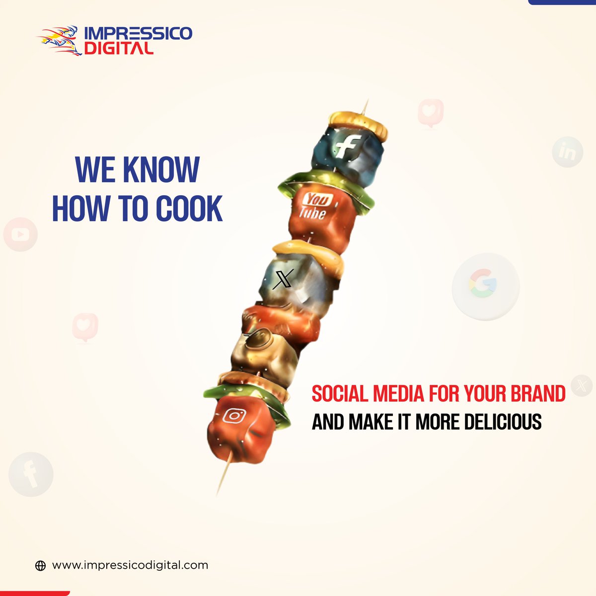 Is your social media feed a bit... burnt?

Don't worry, Impressico Digital is here to turn up the heat!

We'll craft a sizzling social media strategy that'll have your brand CRISPY and CRAVING more engagement.

#ImpressicoDigital #SocialMediaMarketing #ContentMarketing #marketing