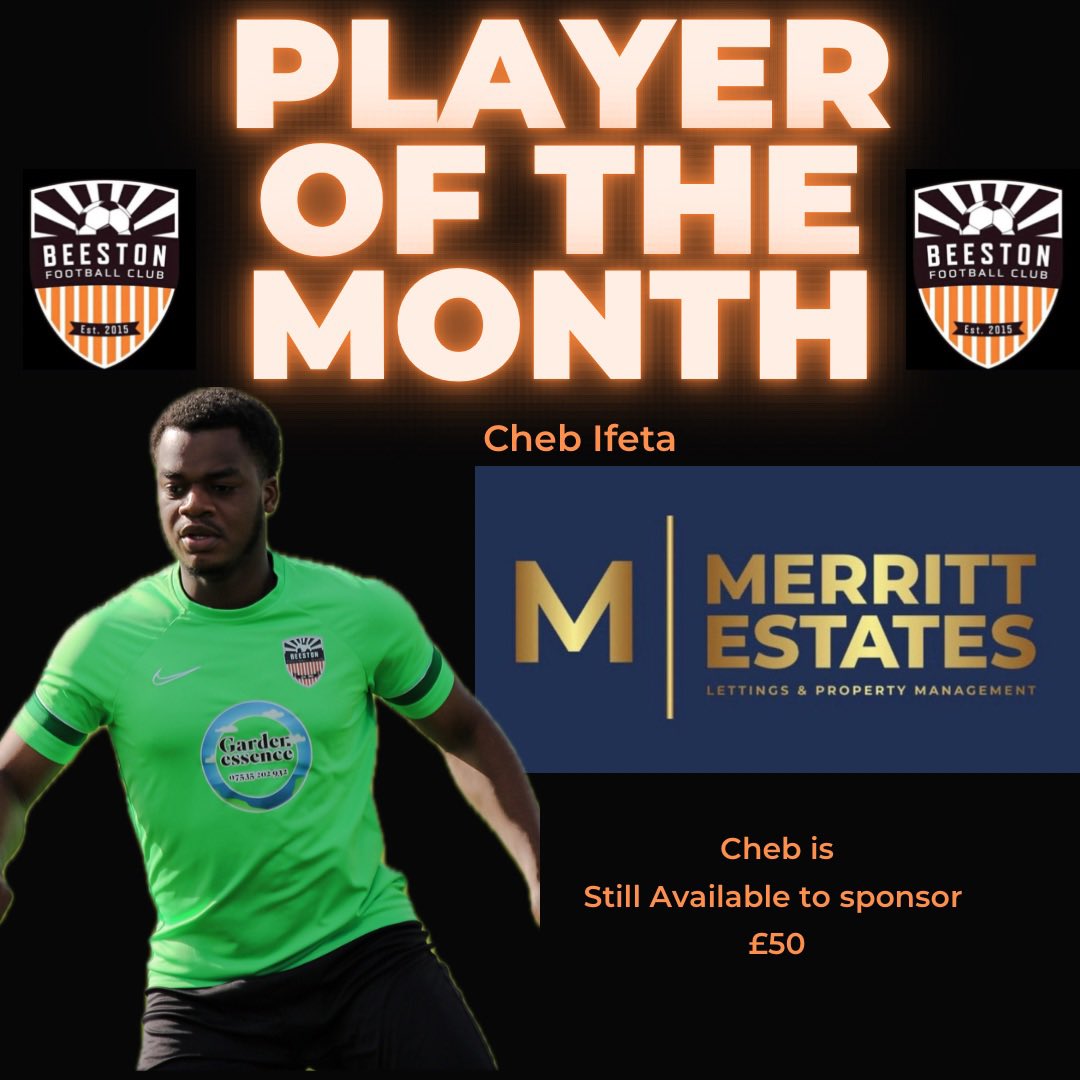 April’s POTM sponsored by @MerrittEstates 

Goes to @chidderz1 

An absolute unit at the back.. 

#updabeeston 🧡🖤