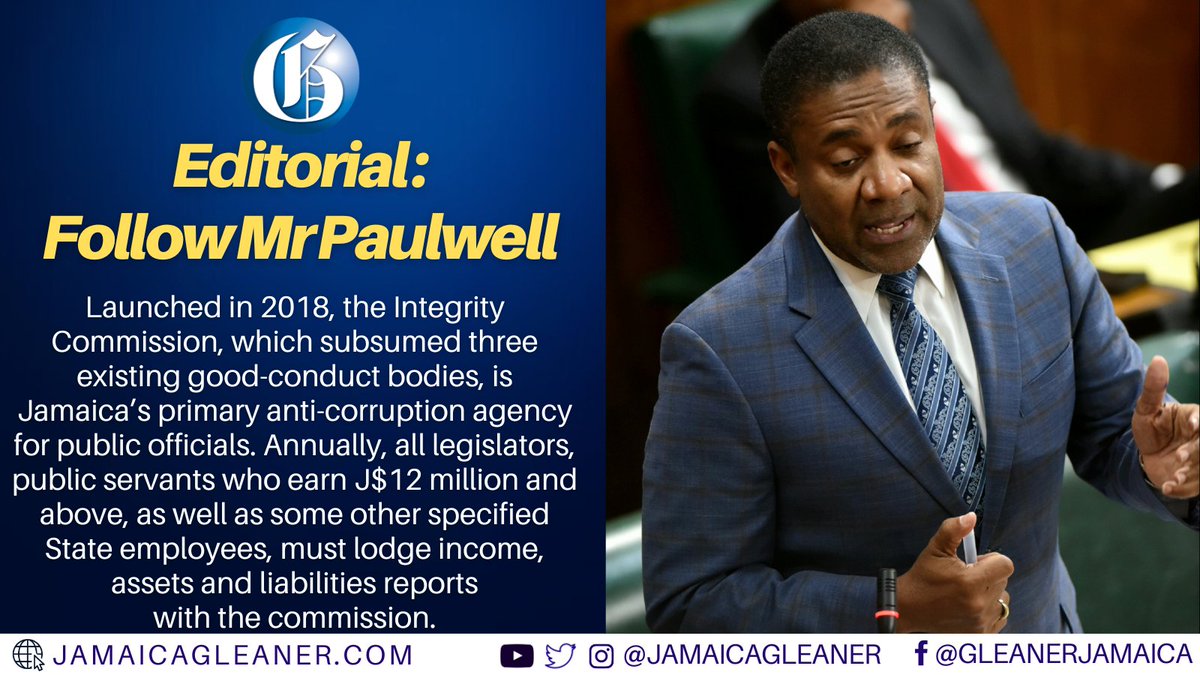 Phillip Paulwell’s announcement this week of his intention to repeat his action of seven years ago and release his assets and liabilities filings since 2017 is a positive development.

Read more: jamaica-gleaner.com/article/commen… #GLNROped