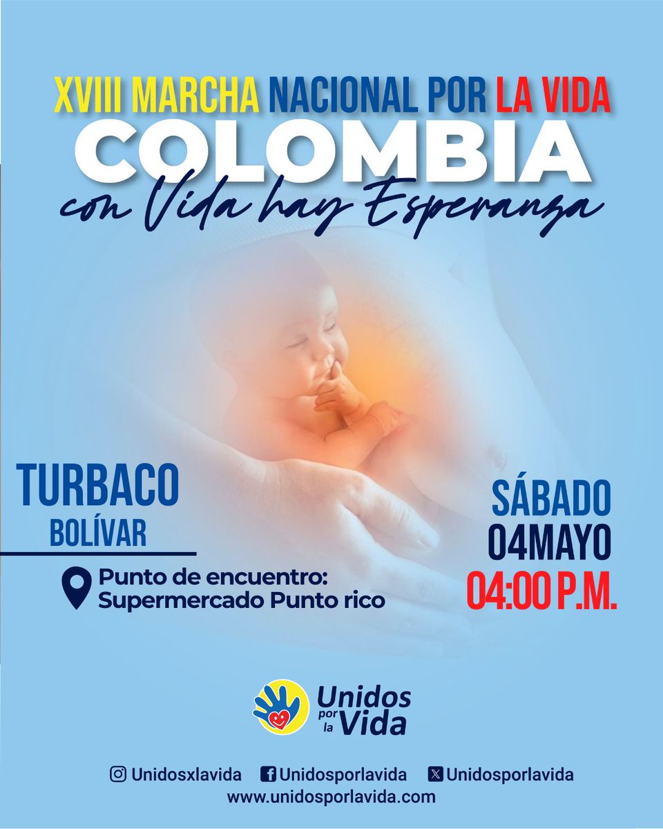 #Turbaco nos acompaña mañana 4 de mayo a decir : COLOMBIA 🇨🇴, CON VIDA HAY ESPERANZA #SiAlaVida