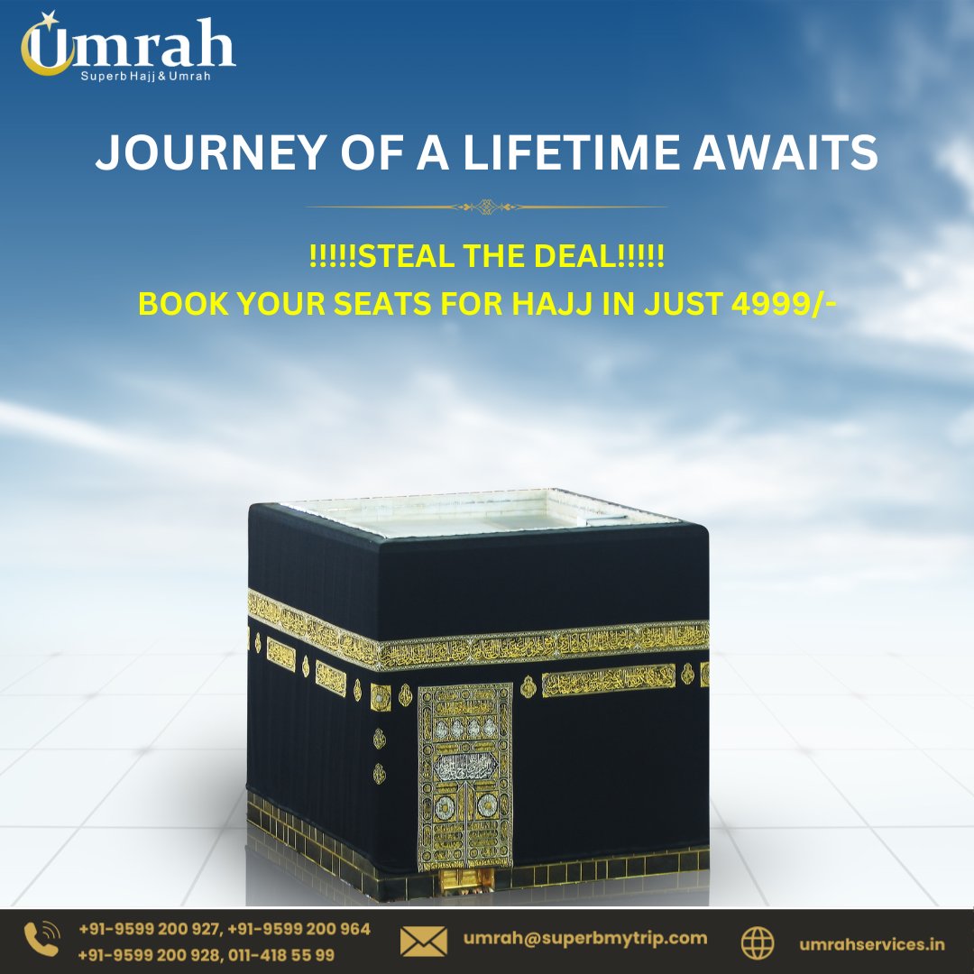 The Hajj 2024 package from Superb Hajj and Umrah Services promises an experience beyond compare – one that will etch itself into the fabric of your soul. Don't just dream it, live it!

✆ +91- 9599200927
@ umrahservices.in

#hajj #hajjpackage #SpiritualJourney #Muslims