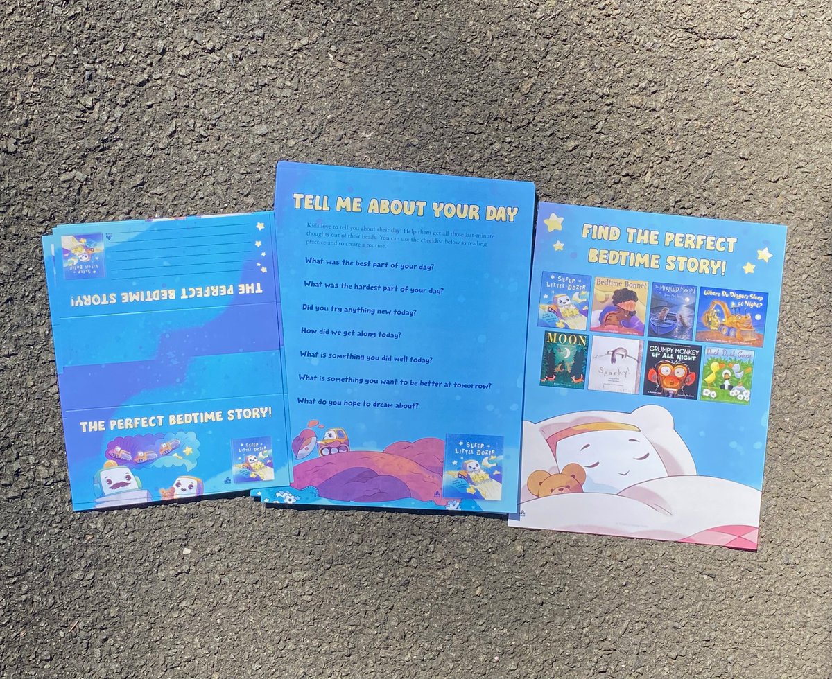 My editor sent me this ADORABLE merch for #SleepLittleDozer! Took a photo of it on the cozy pavement (getting into my MC's head! Haha.) Just one month till release day. 🚚 @randomhousekids #kidlit #childrensbooks #picturebooks #summerreading #bedtime #bedtimestories