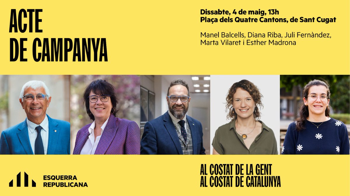 Aquest dissabte, acte de campanya als Quatre Cantons! ⬇️ #AlCostatDeLaGent #AlCostatDeCatalunya #SantCugat