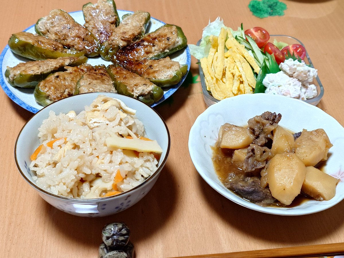 今日は実家で朝、昼、夕飯でした～🥰
日中は21℃で昨年よりも涼しい連休になっている様です