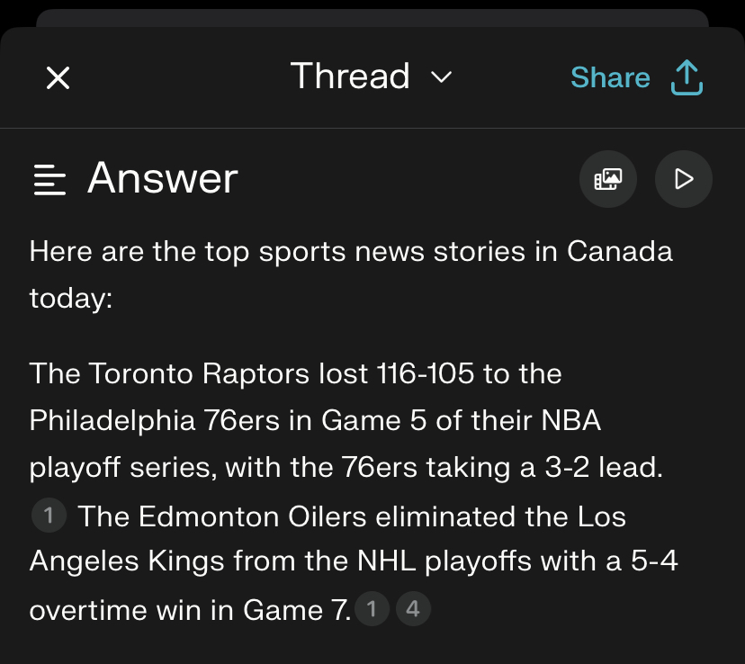 I've been loving how much I can lean on <a href="/perplexity_ai/">Perplexity</a> to simplify a bunch of use cases, but the hallucinations/false positives (example screenshot) for *unknown* topics are just always in the back of my mind. 

Unless I'm deeply curious, I often don't read the cited sources.