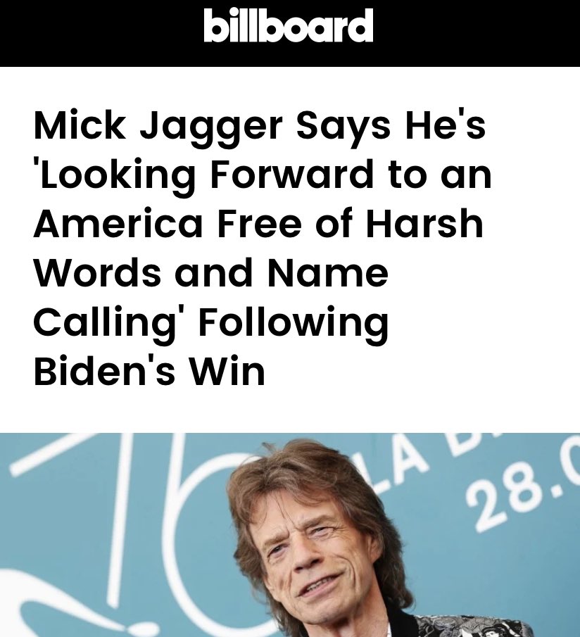 Thank you Mick Jagger for supporting Joe Biden.