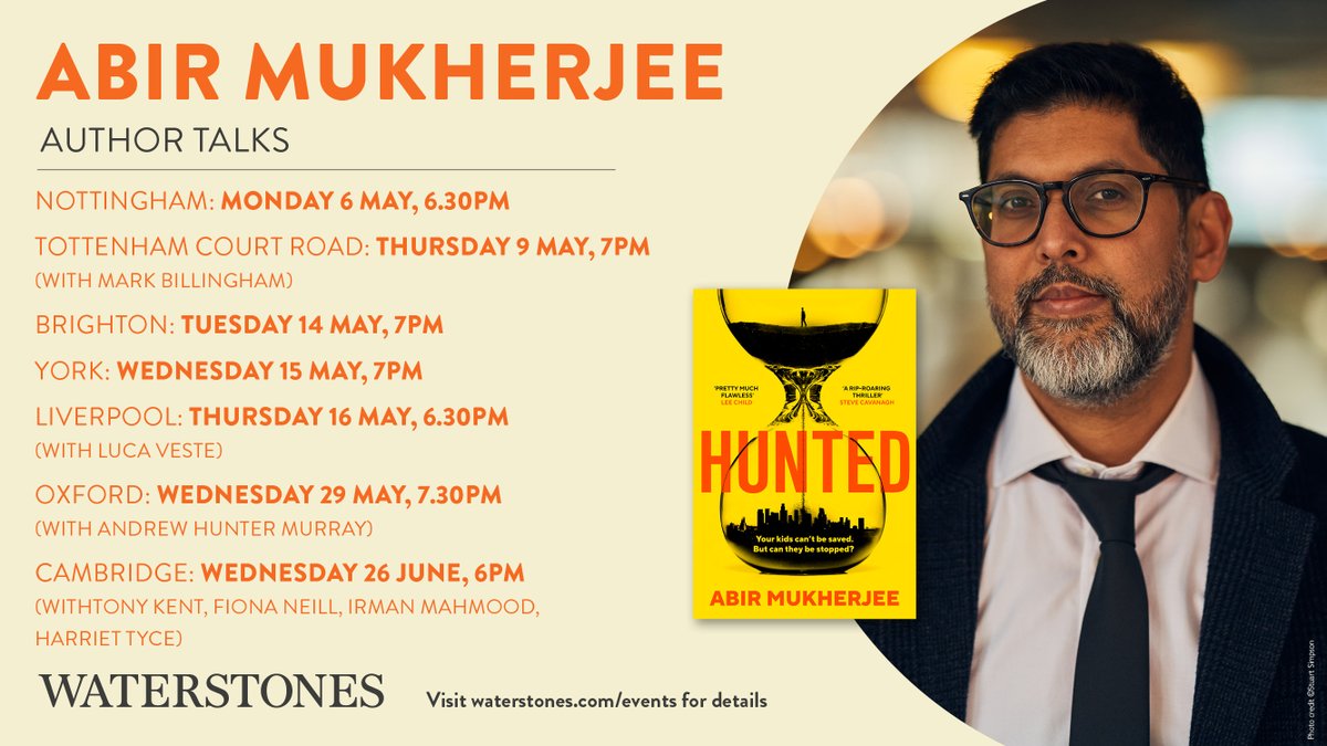 Join us for a series of fantastic events with bestselling author Abir Mukherjee as we celebrate the release of his gripping new thriller, Hunted. Details here: bit.ly/3y7e7gU