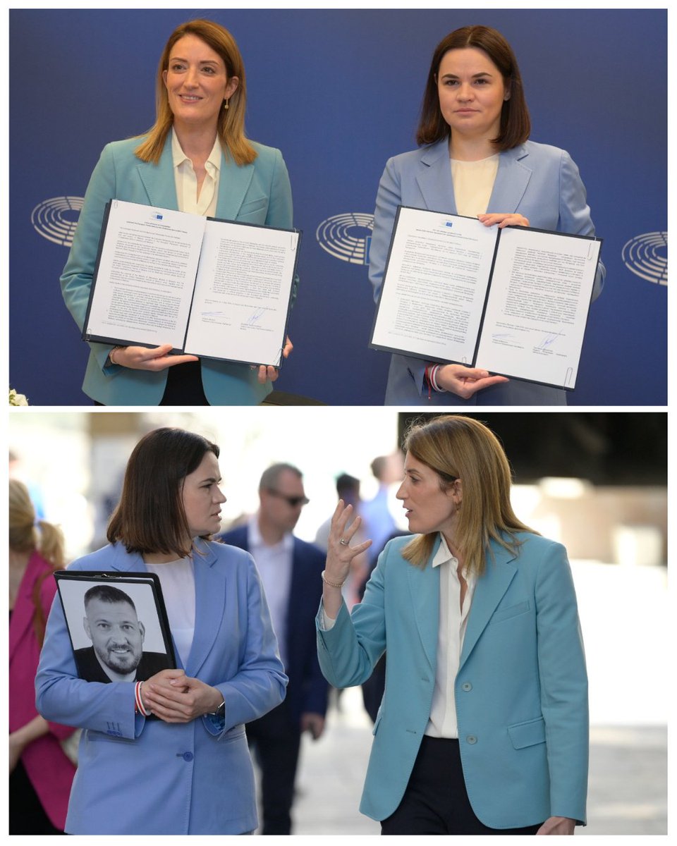 🆕 The European Parliament strengthens its cooperation with the Belarusian Democratic Forces. Today in Valletta, @EP_President Roberta Metsola and the Head of the United Transitional Cabinet of Belarus, @Tsihanouskaya, signed a Letter of Intent. More 👉 tinyurl.com/2hn7kebf