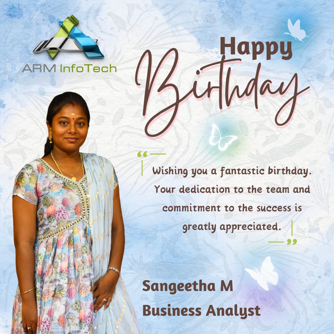 Happy Birthday, Sangeetha! 🎉 Your smart work and dedication are truly valued. Have an amazing day!

#BirthdayCelebration #HappyBirthday #birthdaywishes #birthdayvibes #birthdaygreetings #birthdaygirl #arminfotechfamily