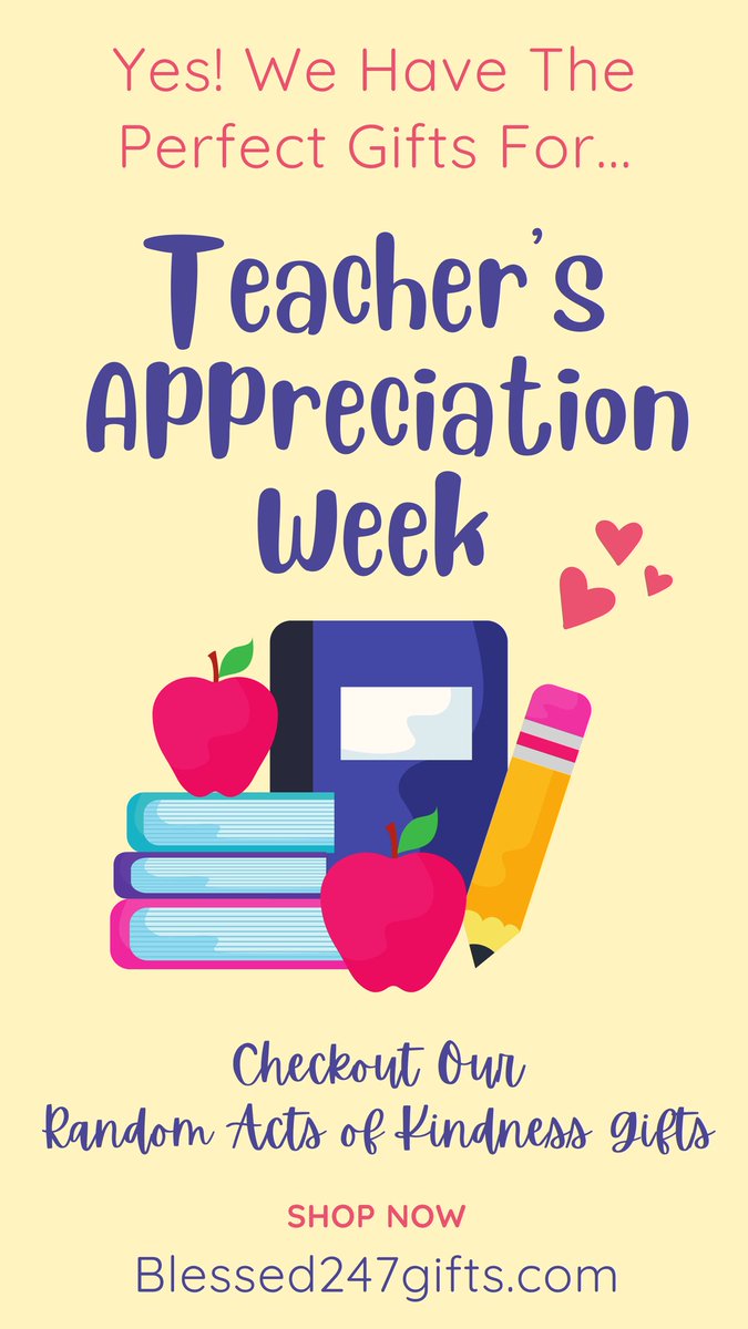 Teacher's Appreciation Week Starts May 6th ❤️

Random Acts of Kindness Gifts From Blessed247gifts.com‼️

#PGCPS  #PGCPSProud #DMVSchools  #teacherappreciationweek #teacherlife #teachers #teaching #school #Blessed247  #PTAProud #PTA  #giftshop #giftideas 
#appreciationgifts