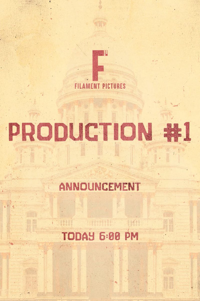 Today at 6:00 PM  #ProductionNo1 revealing  about promising endless thrills and its a unforgettable moments.

Congratulations From Our  Team @spp_media @PRO_Priya

@Nelsondilpkumar
@FilamentPicture #FilamentPictures