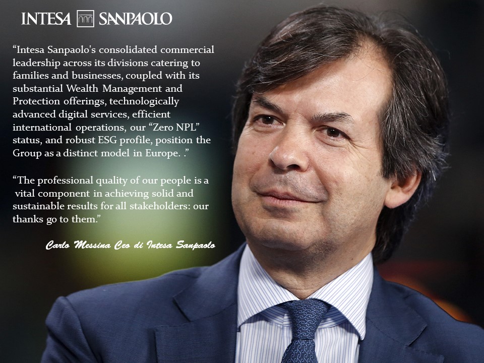 “The solidity of the results achieved reaffirms Intesa Sanpaolo's position as a European leader for high and sustainable profitability, capital strength and low risk” Read the statement of Intesa Sanpaolo’s CEO Carlo Messina for 1Q24 results here:
📌group.intesasanpaolo.com/en/newsroom/ne…