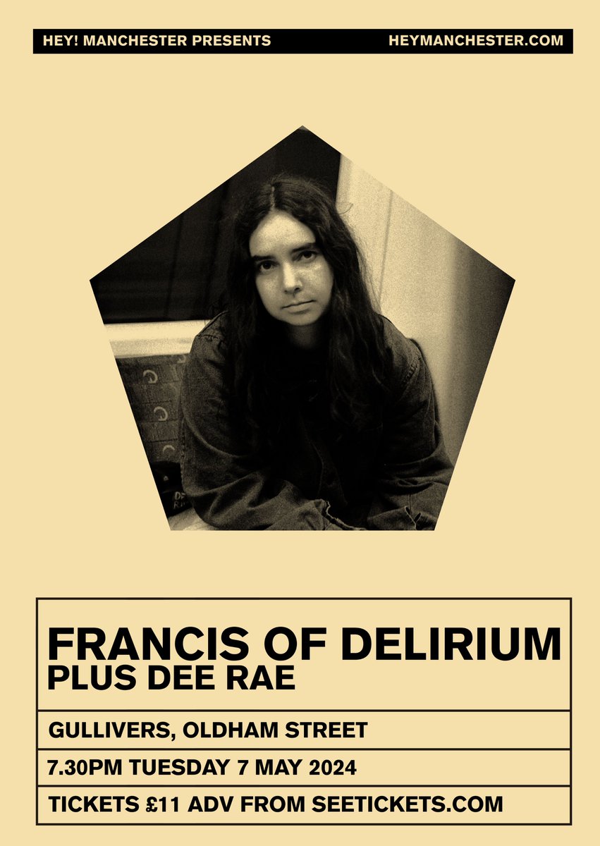 NEXT UP: Francis of Delirium ( @frantowndeli ) returns - this time, to play @gulliverspub on Tuesday, with guest Dee Rae! Read more and book now - tickets are running low: heymanchester.com/francis-of-del…