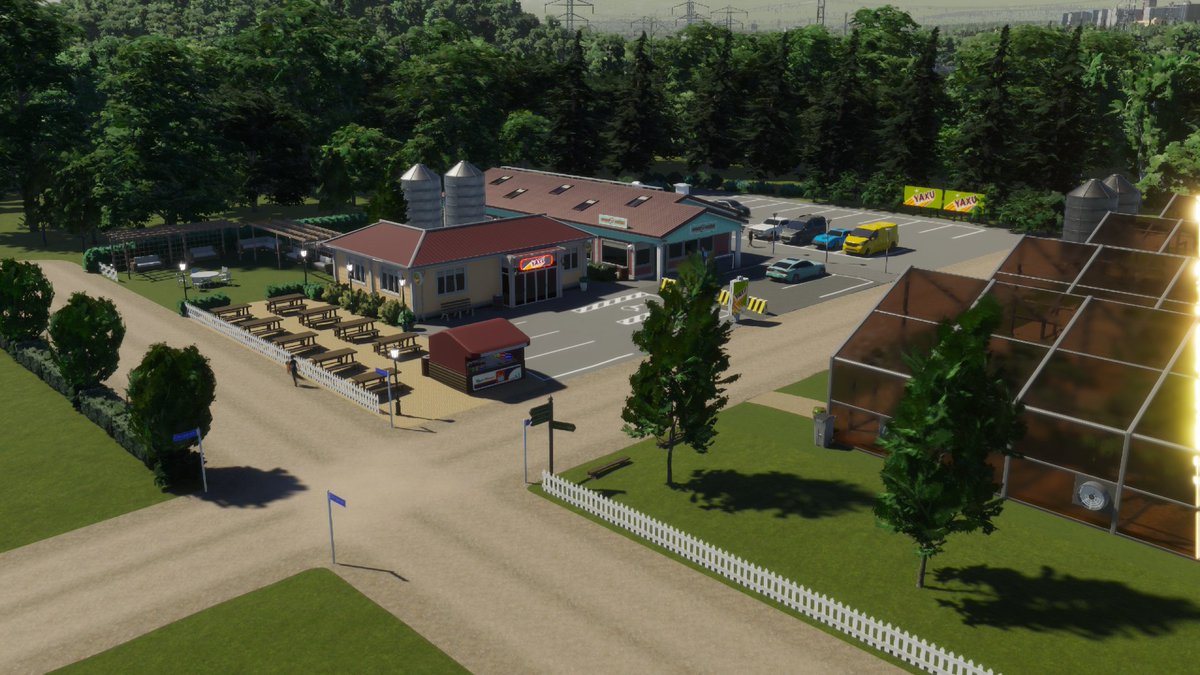 #citiesskylines2 #シティーズスカイライン2
イメージはいちご狩りのできるビニールハウスと併設するカフェ&ショップ