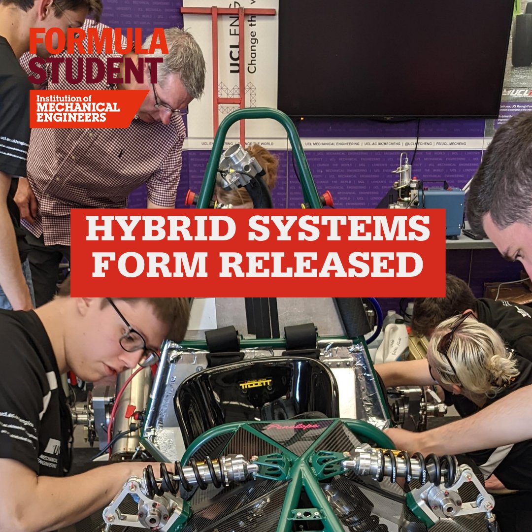 Hybrid systems form has been released, plus a 2 week extension to the deadline. Download now from Forms and Documents under Technical Documents, imeche.org/events/formula…