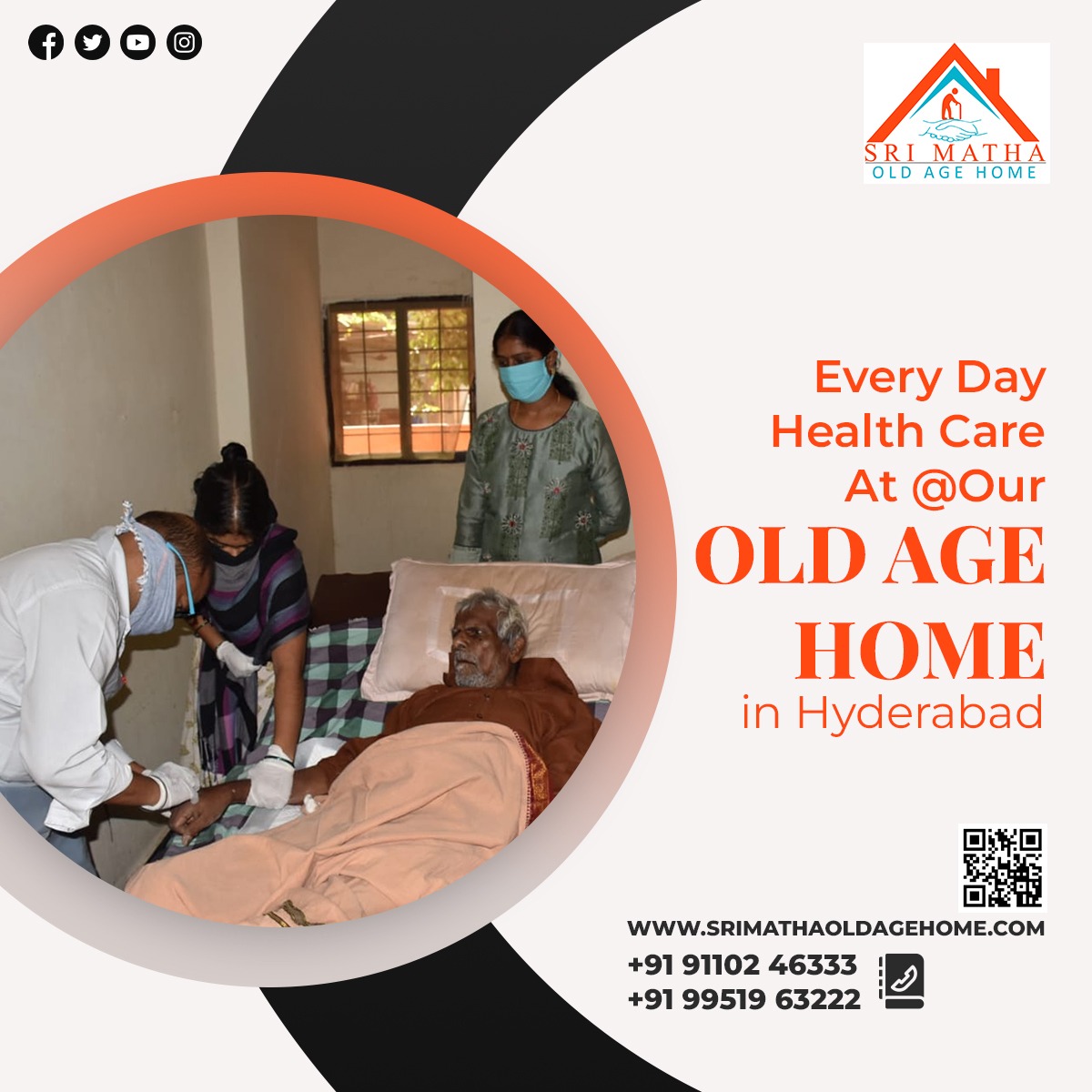 Everyday Healthcare at Our Old Age Home in Hyderabad. srimathaoldagehome.com  |  +91 9010246333 or  +91 9951963222  | Kukatpally & Bowenpally, Hyderabad. #homenursingcare #oldagehome #elderlycare #homecareservices #caretaker #retirementhome #nursinghome #srimathaoldagehome