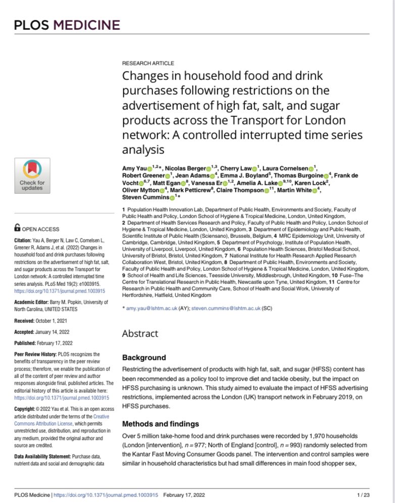 @AliceWiseman11 also talked about the evidence from our @NIHRSPHR funded evaluation of the @TfL #adban lead by @LSHTM 

journals.plos.org/plosmedicine/a…

Amazing work being done by local authorities to tackle advertising environment
See also @adfreecities & @OHA_updates & @Childrensfood