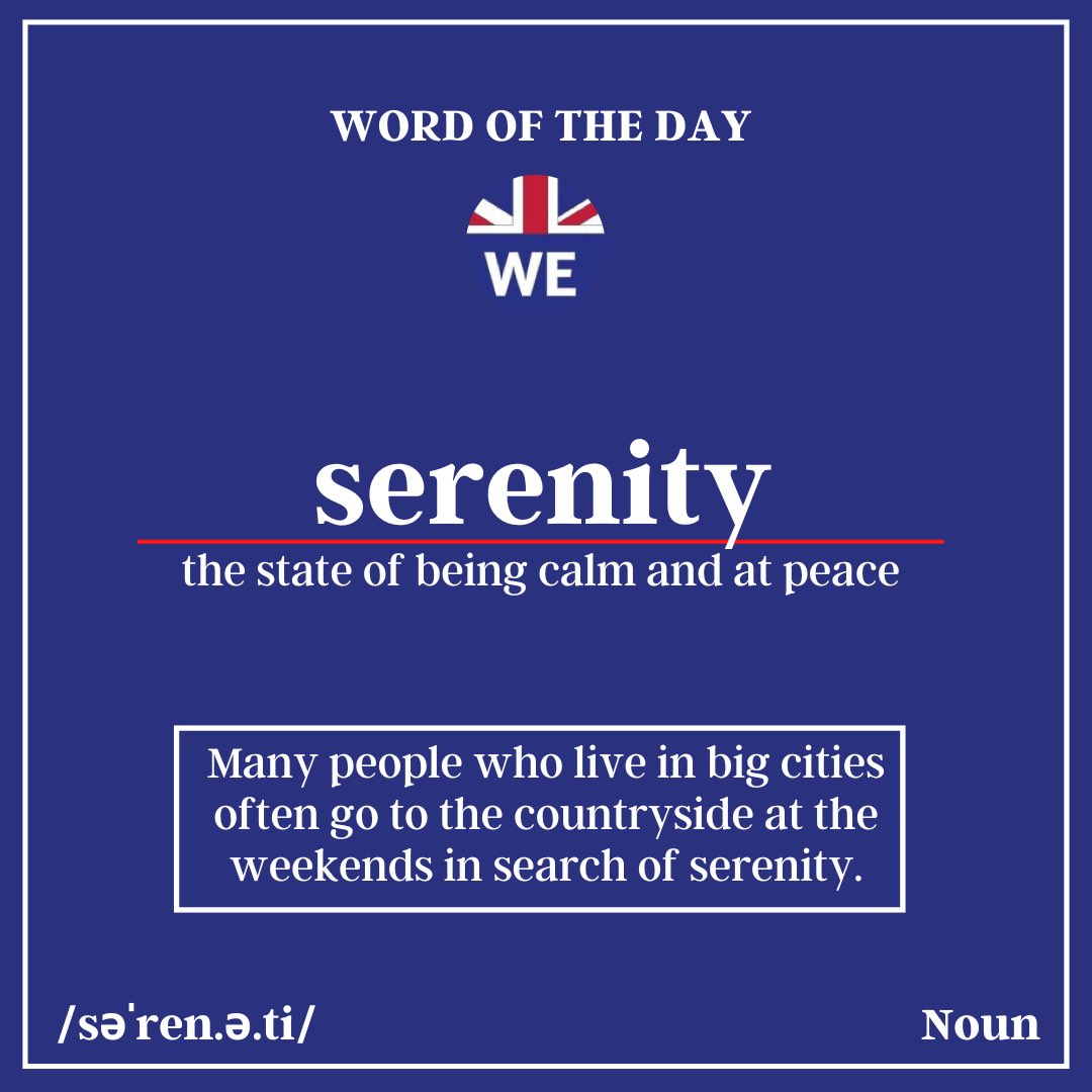 Today’s word is ‘serenity’. We can all agree finding serenity in the world we now inhabit is becoming increasingly difficult.